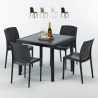 Table Carrée Noire 90x90cm Avec 4 Chaises Colorées Grand Soleil Set Extérieur Bar Café Boheme PASSION Promotion