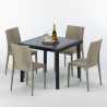 Table Carrée Noire 90x90cm Avec 4 Chaises Colorées Grand Soleil Set Extérieur Bar Café Bistrot Passion Choix