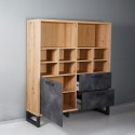 Libreria stile industriale design 1 anta 2 cassetti soggiorno ufficio Cratfy Saldi