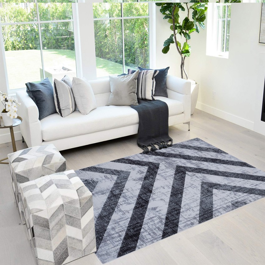 Tapis design géométrique moderne rectangulaire gris noir Double GRI008 Promotion Tapis design géométrique moderne rectangulaire gris noir Double GRI008 Promotion
