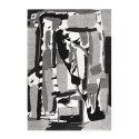 Rechteckiger moderner schwarz weiß grau abstrakt gemusterter Teppich GRI227 Verkauf