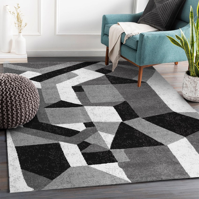 Moderner Kurzflor-Teppich, rechteckig, grau/weiß/schwarz, GRI228 Aktion Moderner Kurzflor-Teppich, rechteckig, grau/weiß/schwarz, GRI228 Aktion