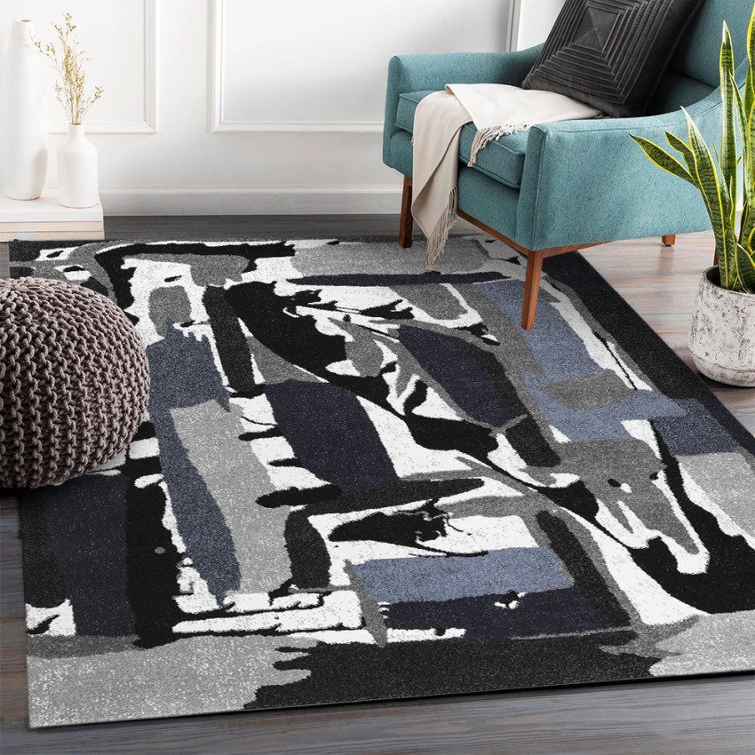 Moderner rechteckiger Wohnzimmerteppich, Kurzflor, abstrakt BLU018 Aktion Moderner rechteckiger Wohnzimmerteppich, Kurzflor, abstrakt BLU018 Aktion