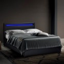 Letto matrimoniale 2 piazze moderno con rete testiera led cassetti 160x190 Geneva King Promozione