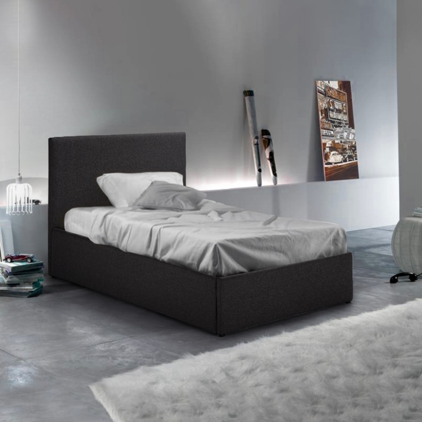 Letto singolo 1 piazza con rete e contenitore 80x190 Basel Twin Letto singolo 1 piazza con rete e contenitore 80x190 Basel Twin