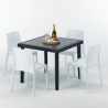 Tavolino Quadrato Nero 90x90 cm con 4 Sedie Colorate Rome Passion Misure