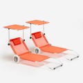 2 x Lettino spiaggia mare pieghevole arancione tettuccio ruote Banana II scelta Promozione