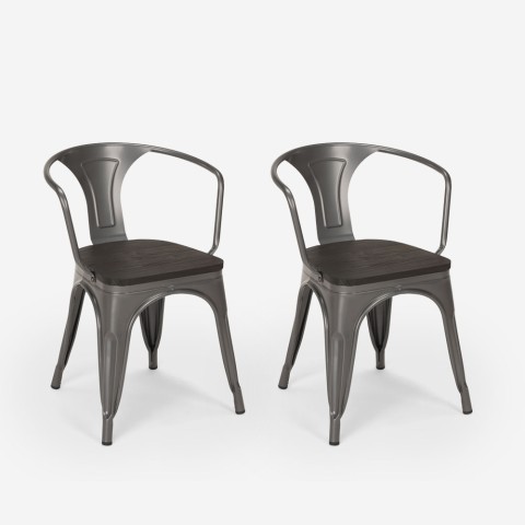 copy of chaises design industriel en bois et métal de style cuisines de bar steel wood arm Promotion