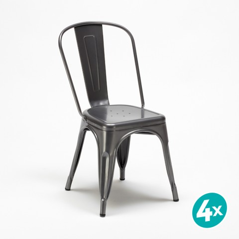 4 x sedia Lix industrial acciaio cucina e bar steel one grigio ii scelta Promozione