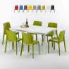 Weiß Rechteckig Tisch und 6 Stühle Farbiges Polypropylen-Außenmastenset Grand Soleil Rome Summerlife Aktion