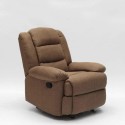 Poltrona Relax Reclinabile Design Dondolo in Tessuto Marrone Sofia II scelta Promozione