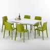Weiß Rechteckig Tisch und 6 Stühle Farbiges Polypropylen-Außenmastenset Grand Soleil Rome Summerlife Maße