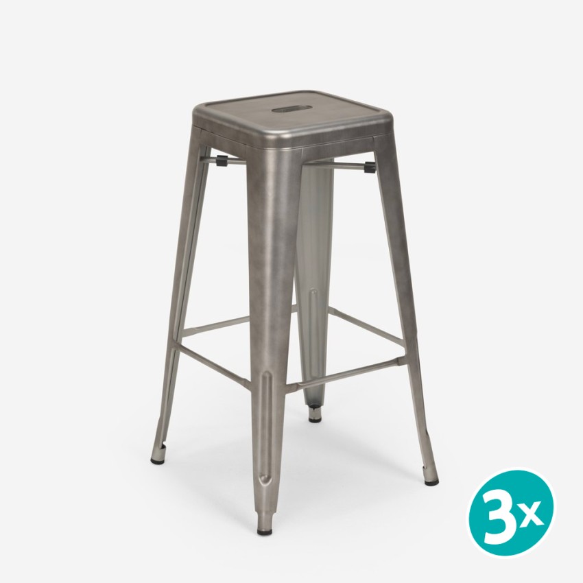 3 x sgabello grigio metallo industriale bar cucina steel stale ii scelta Promozione 3 x sgabello grigio metallo industriale bar cucina steel stale ii scelta Promozione