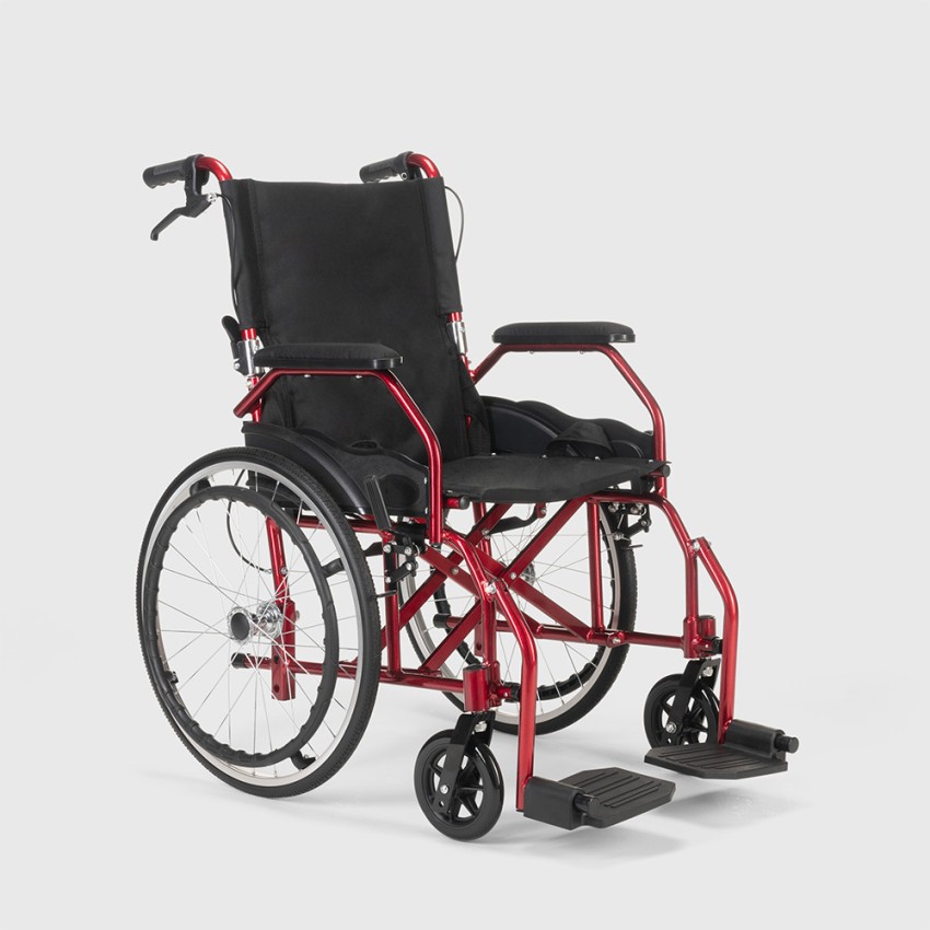 Sedia a rotelle carrozzina pieghevole con freni Dasy Rossa II Scelta Promozione