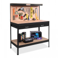 Banco da lavoro con pannello e cassetto Max 120x60x150cm nero II scelta Promozione