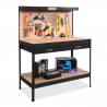 Banco da lavoro con pannello e cassetto Max 120x60x150cm nero II scelta Promozione
