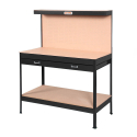 Banco da lavoro con pannello e cassetto Max 120x60x150cm nero II scelta Sconti