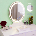copy of Coiffeuse table de maquillage au design moderne avec miroir LED tiroirs et tabouret Serena Réductions