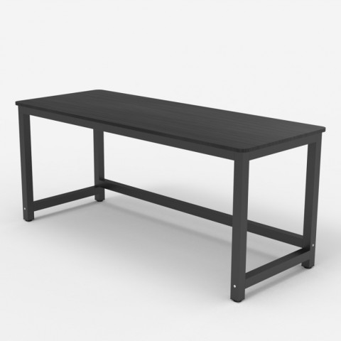 copy of Moderner Schreibtisch rechteckige Tischplatte 160x70cm Holz schwarz Metall Bridgeblack 160