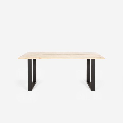 Tavolo da pranzo in legno 180x80 cm Rajasthan 180 gambe nere II scelta Promozione