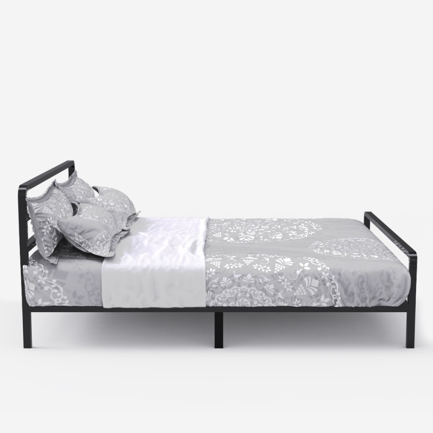 Letto matrimoniale 2 piazze metallo rete doghe 160x200 Skjern nero