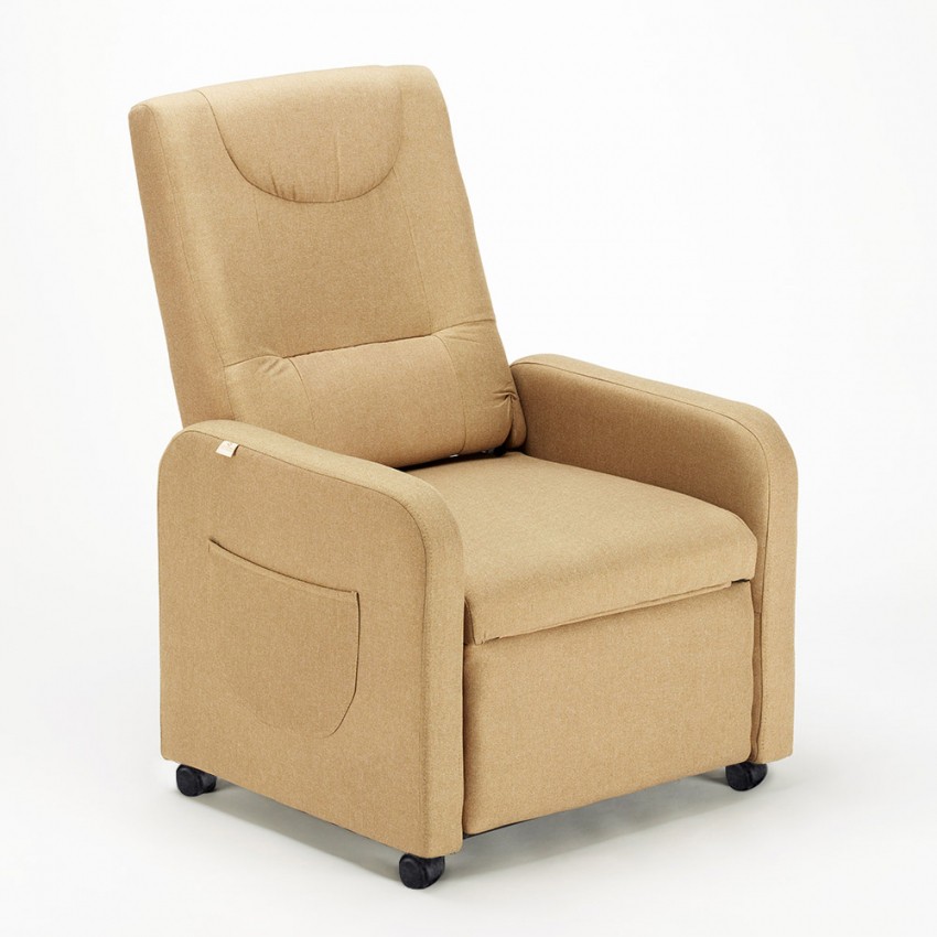 Poltrona Relax 4 ruote con Poggiapiedi Tessuto Beautiful beige II scelta Promozione Poltrona Relax 4 ruote con Poggiapiedi Tessuto Beautiful beige II scelta Promozione