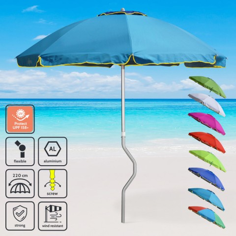 Parasol de plage aluminium léger visser protection uv GiraFacile 220 cm Eolo Promotion