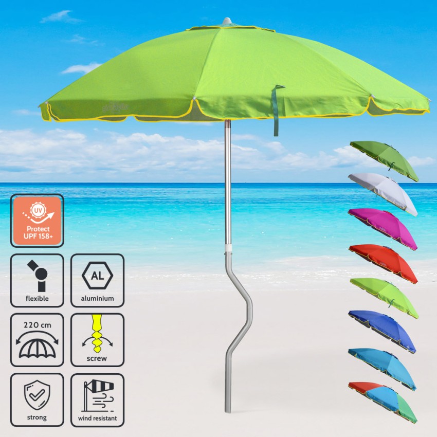 Parasol de plage aluminium léger visser protection uv GiraFacile 220 cm Eolo Parasol de plage aluminium léger visser protection uv GiraFacile 220 cm Eolo