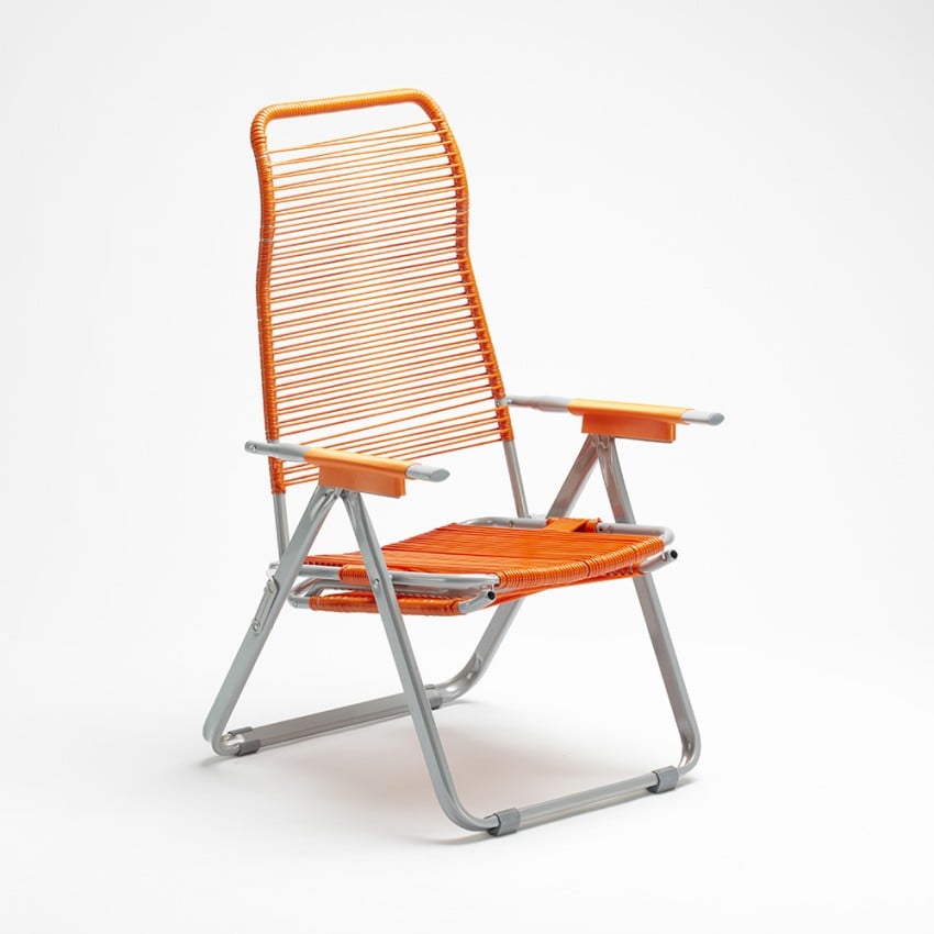 Sedia sdraio giardino pieghevole a corda Spaghetti arancione II scelta Promozione