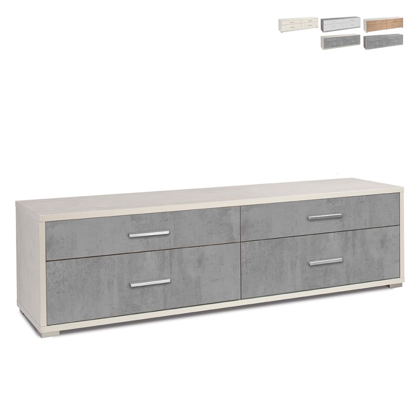Meuble TV mobile avec commode 4 tiroirs design moderne Mila Promotion Meuble TV mobile avec commode 4 tiroirs design moderne Mila Promotion