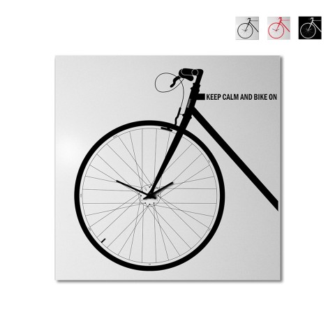 Horloge murale carrée moderne 50x50cm design vélo Bike On Promotion