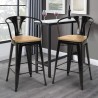 Sgabello bar industriale schienale top legno h68cm Steel Wood Back Light Scelta