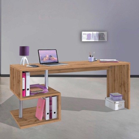 Scrivania ufficio smart working moderna in legno 180x60cm Esse 2 Wood Promozione