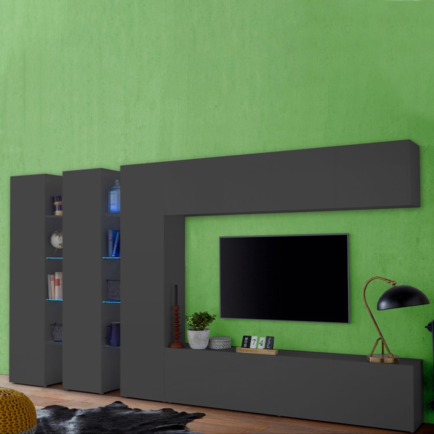 Moderne Wohnwand TV-Möbel mit 3 Hängeschränken Note Trio Aktion Moderne Wohnwand TV-Möbel mit 3 Hängeschränken Note Trio Aktion