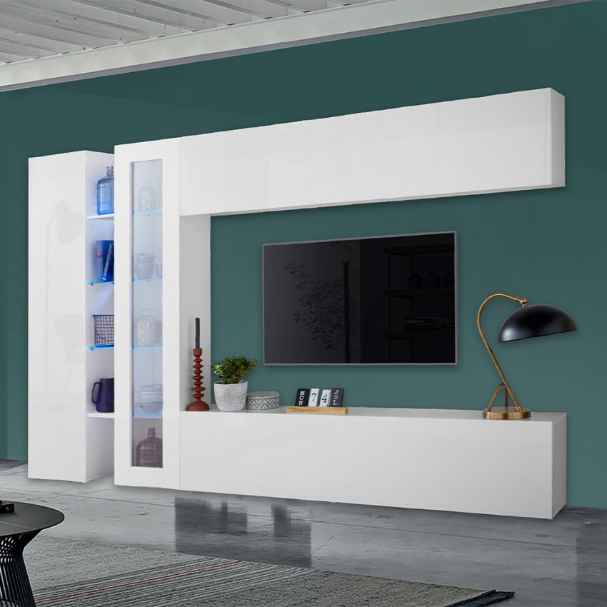 Weiße Wohnwand TV-Möbel Vitrine Schrank Joy Duet Aktion Weiße Wohnwand TV-Möbel Vitrine Schrank Joy Duet Aktion
