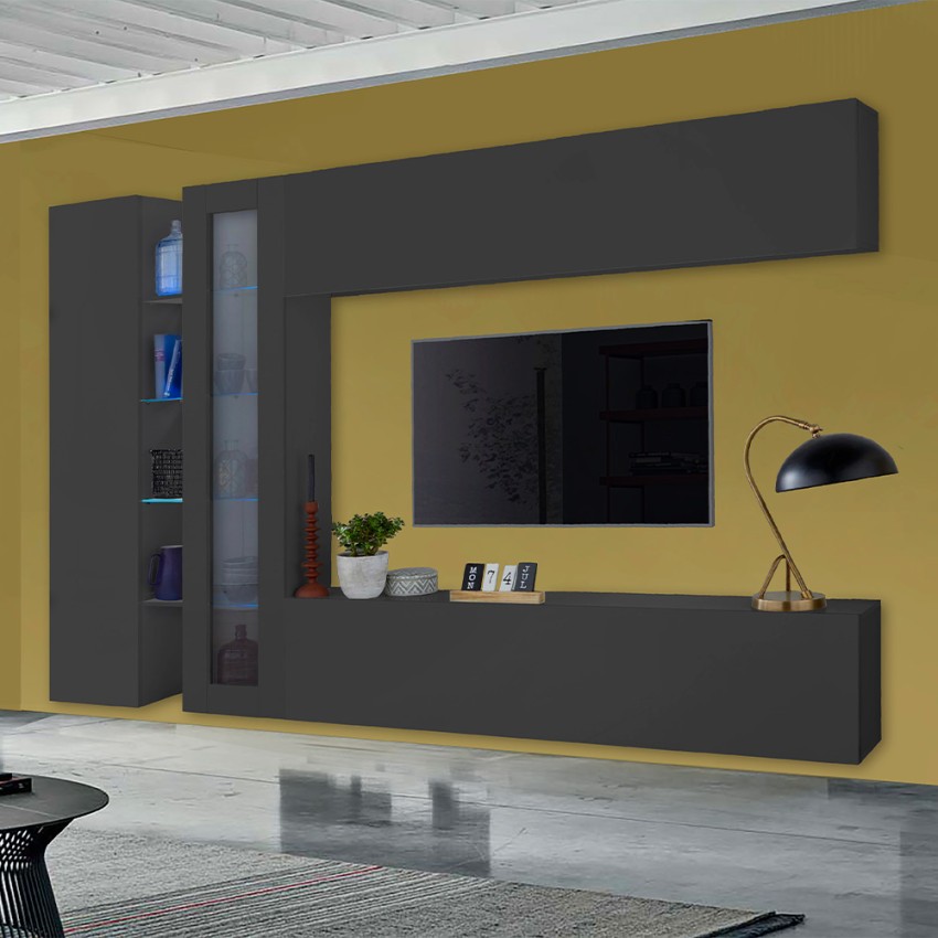 Moderne Wohnwand TV-Möbel Schrank Vitrine Hängeschrank Note Duet Aktion Moderne Wohnwand TV-Möbel Schrank Vitrine Hängeschrank Note Duet Aktion