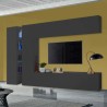 Moderne schwarze Wohnwand TV-Möbel mit 2 Schränken und 4 Regalen Note Twin Aktion