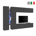 Moderne schwarze Wohnwand TV-Möbel mit 2 Schränken und 4 Regalen Note Twin Verkauf