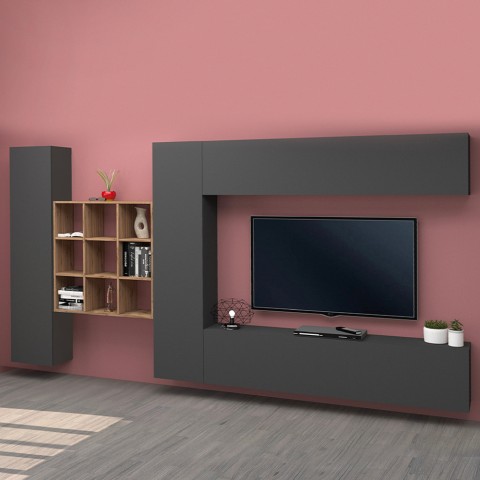 Meuble TV design moderne 2 armoires bibliothèque Ferd RT Promotion