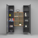 Moderne Lagerwand mit Vitrine Bücherschrank Holz Teret RT Sales