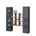 Wohnzimmer Aufbewahrungswand 2 Vitrinen modernes Bücherregal aus Holz Vila RT Angebot