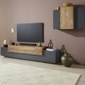 Moderner wandmontierter TV-Ständer aus schwarzem Holz Stady AP Aktion