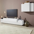 Moderne weiße Wohnwand Stady WH mit Hängeregal und TV-Halterung Aktion