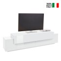 TV-Bank Weiß 200cm- für Wohnzimmer-mit4 Fächern und 3 Türen Corona Low Lacq Verkauf