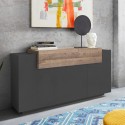 Buffet de salon moderne 3 placards 160cm noir et bois Corona Side Hound Promotion