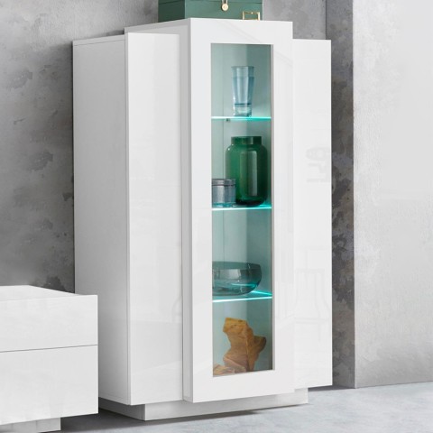 Vitrine für Wohnzimmer in weiß in modernem Design 80x120cm Corona Lacq Aktion