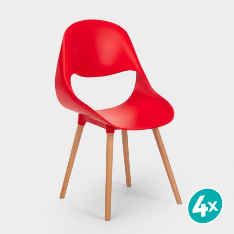 copy of Stühle für Küche und Bar Polypropylen Holz Modernes Design Shell Aktion