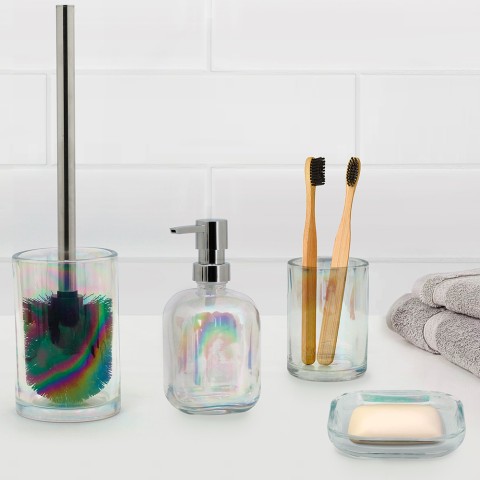 Bad-Accessoires-Set Glas-Zahnbürstenhalter Glas-Seifenschale Opal Aktion