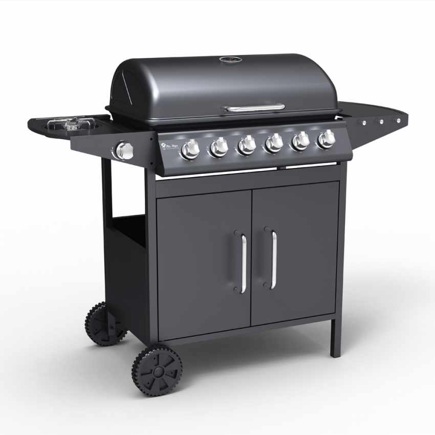 Barbecue a gas in acciaio inox con 6+1 bruciatori e griglia Jersey Promozione Barbecue a gas in acciaio inox con 6+1 bruciatori e griglia Jersey Promozione