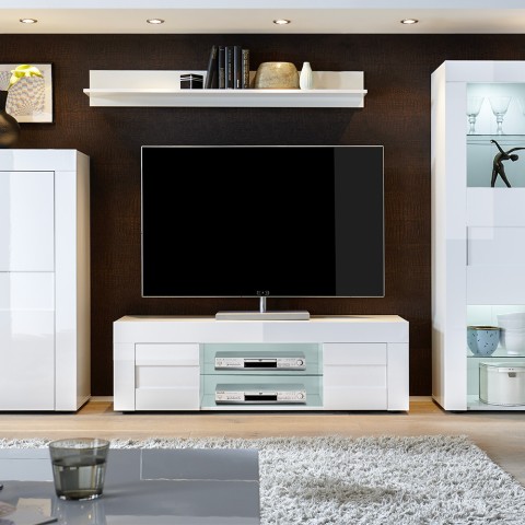 Mobile porta TV soggiorno 2 ante bianco lucido moderno Petite Easy Promozione